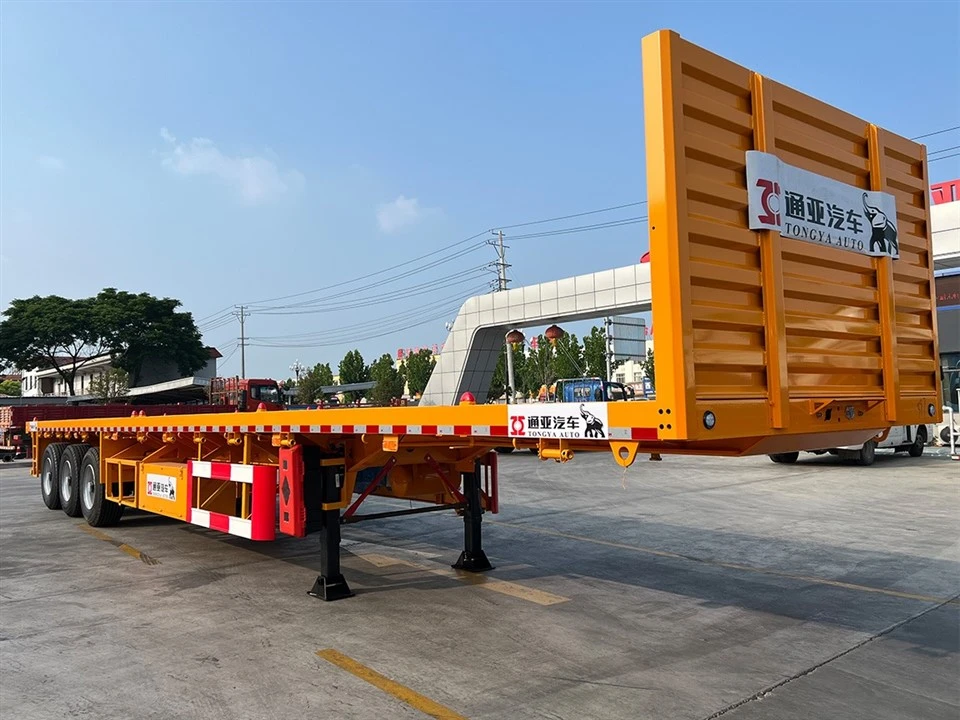 3 trục Fuwa Flatbed Semi Trailer có thang