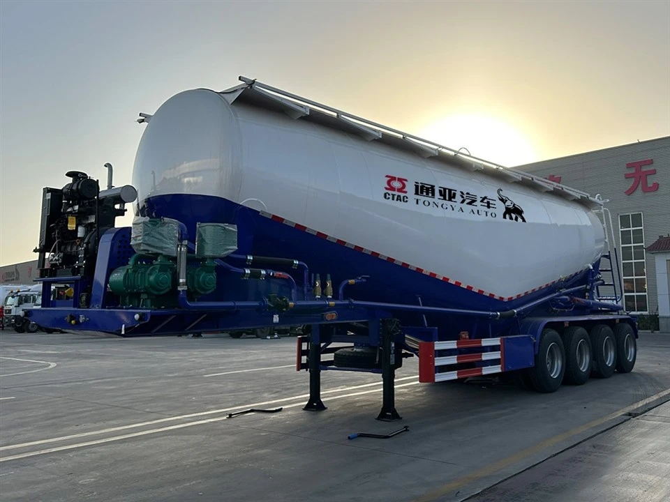 Trailer xe chở xi măng số lượng lớn 4 trục có hệ thống treo khí nén