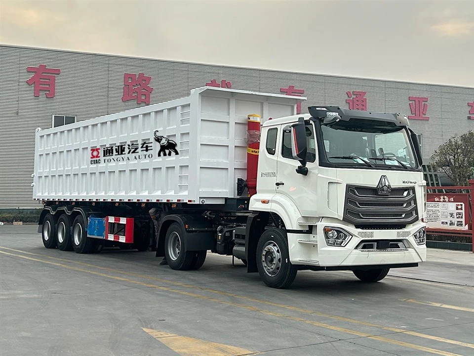 Đổ rơ moóc bán tải với xi lanh thủy lực