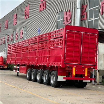 Hàng rào vận chuyển hàng hóa số lượng lớn 5 trục 60T Bán rơ moóc bán tường bên